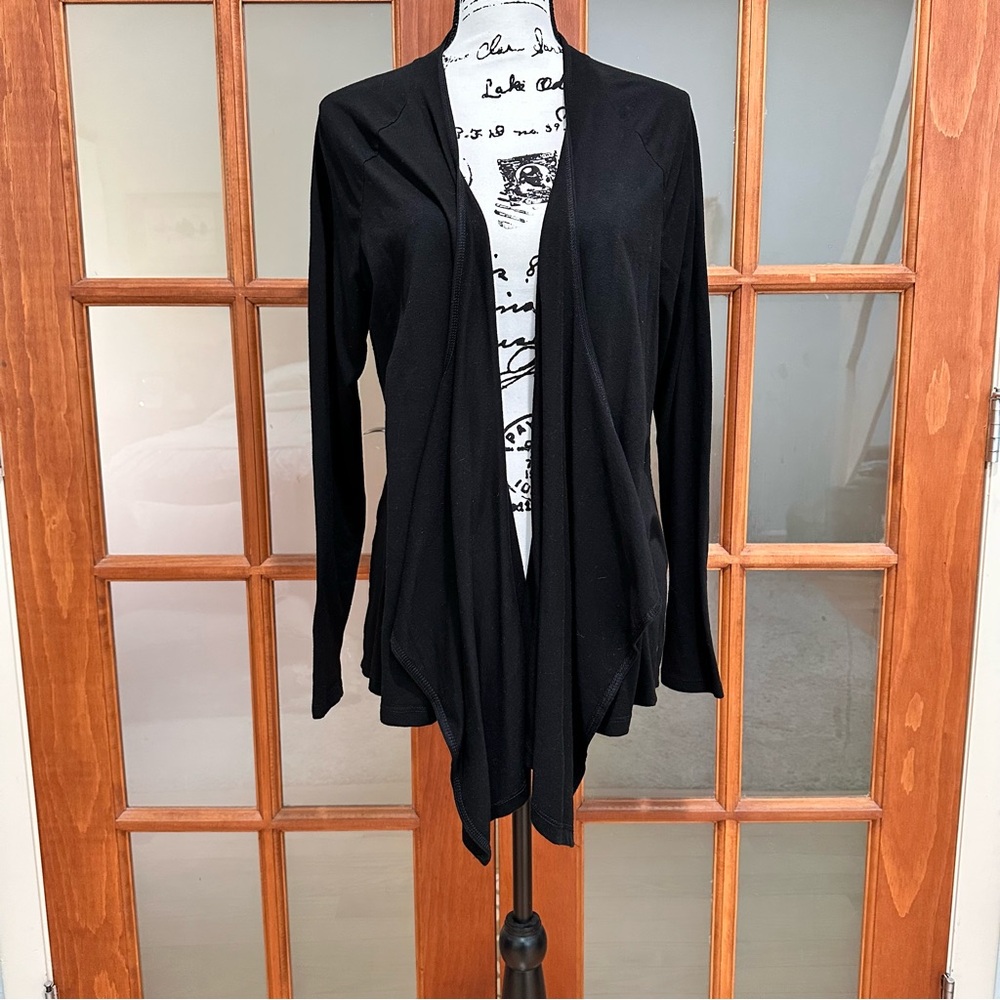 Danskin Black Asymmetrical Cardigan Sweater